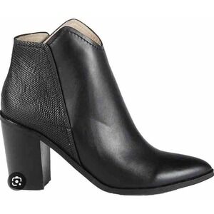 New Dolce Vita Rozane Snakeskin Embossed Leather Pull-on Booties Black Kors Sz 7